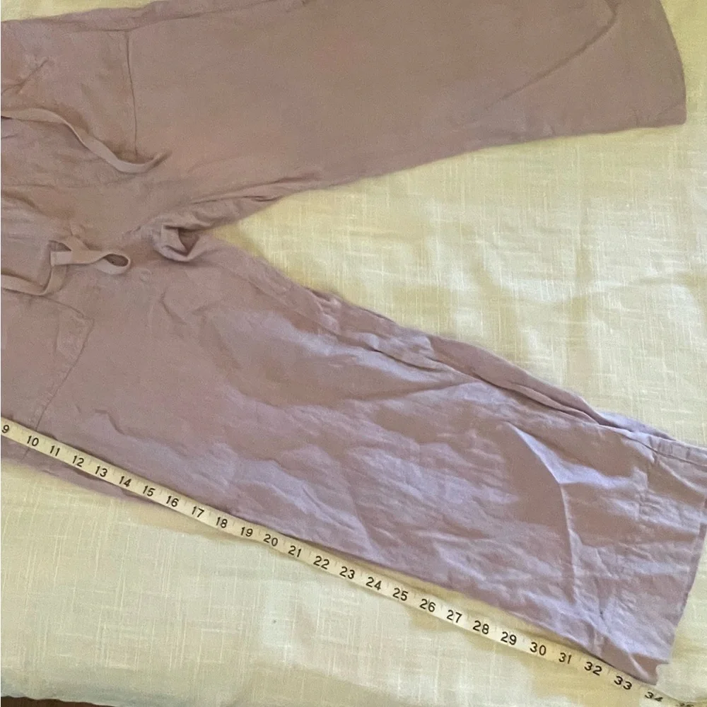 Linden Hill 100% Linen Purple Pastel Pants Relaxed Fit Cropped - Picture 7 of 12